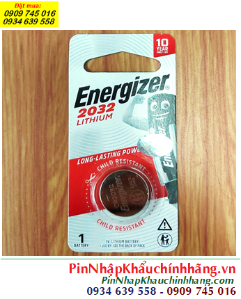 CR2032, Pin 3v Lithium Energizer CR2032 chính hãng (Loại vỉ 1viên)